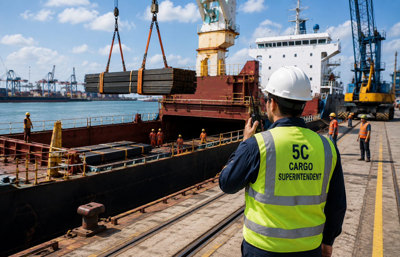 Cargo superintendent supervising discharge operations