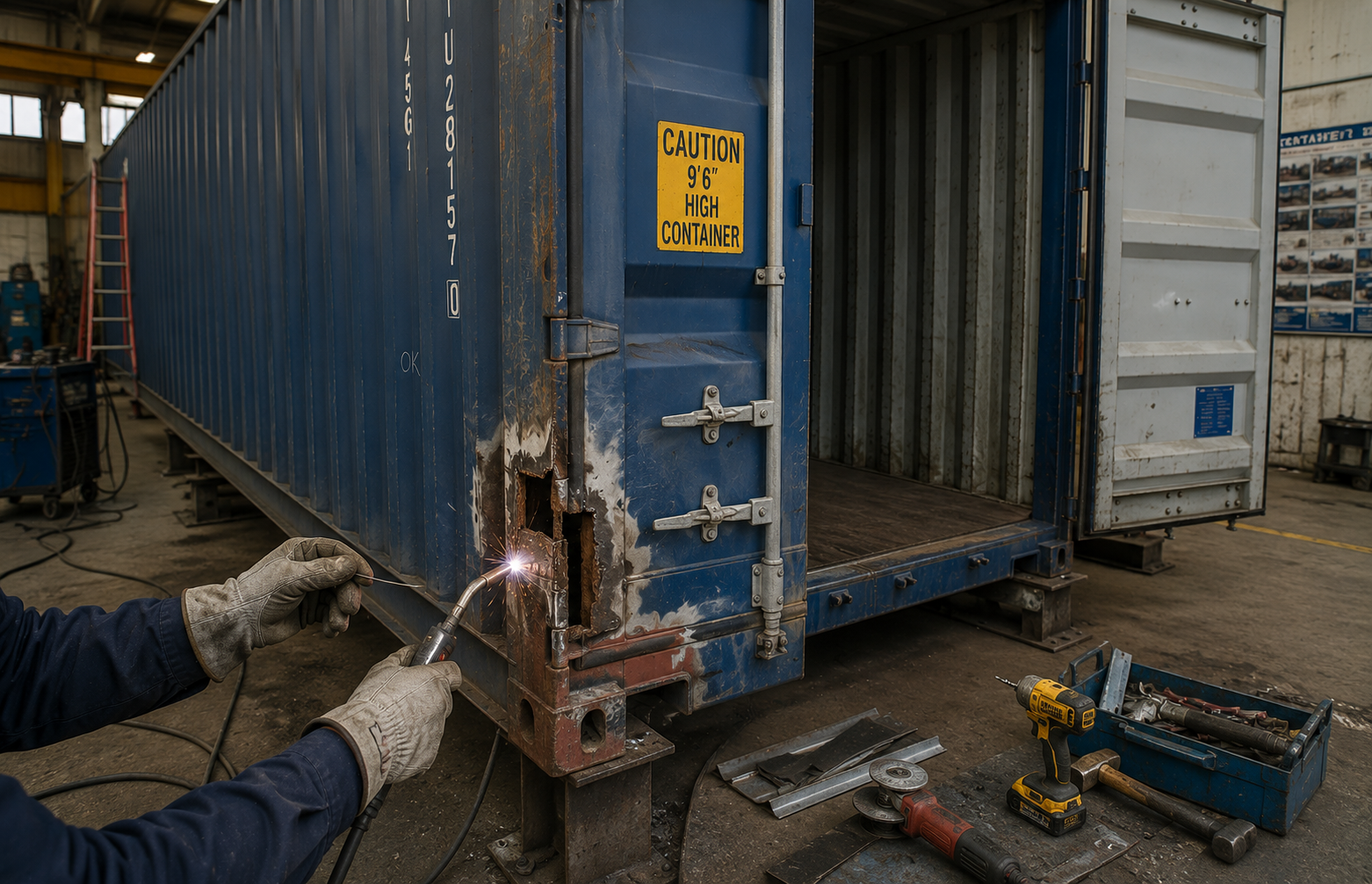 Dry cargo container maintenance and repairs