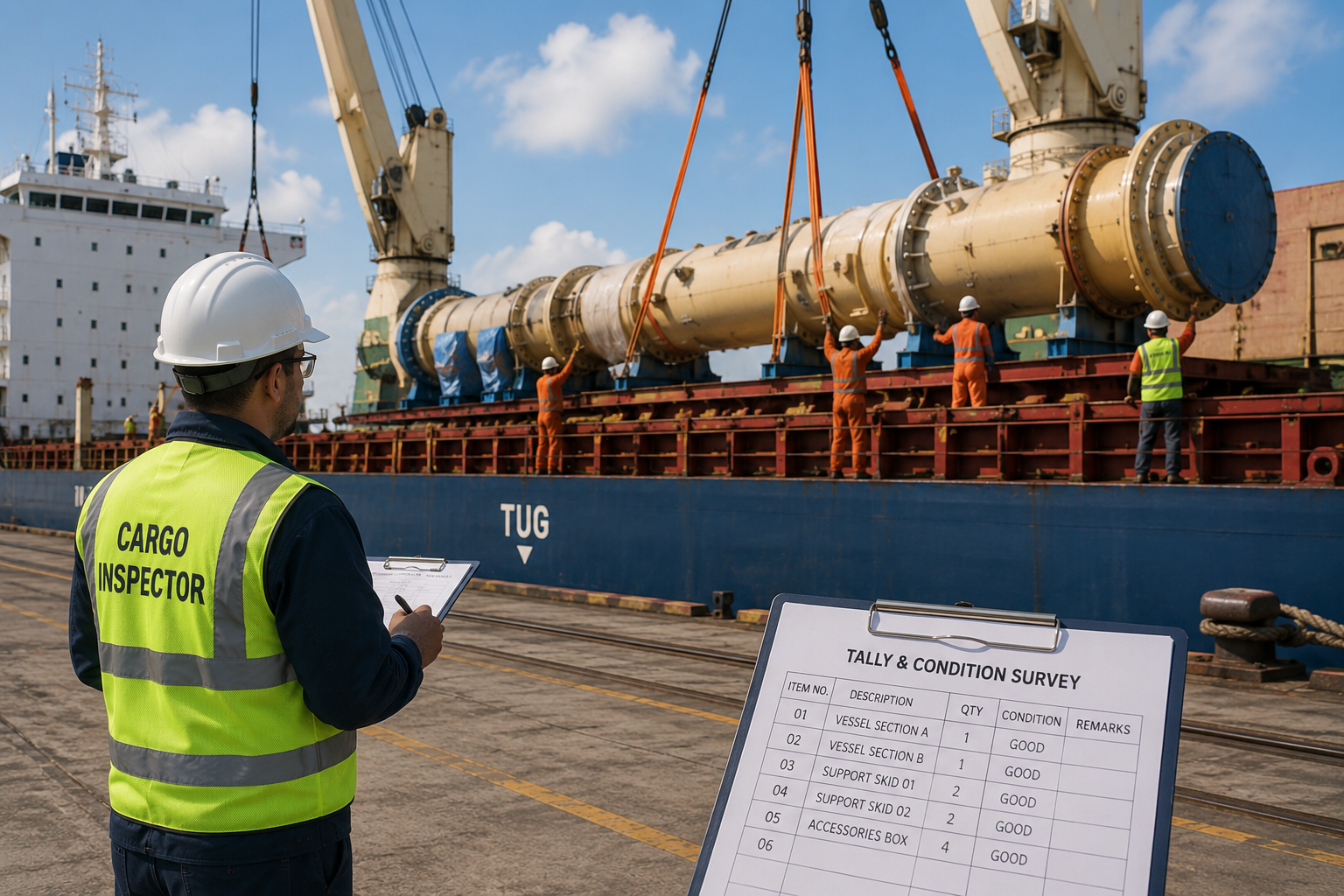 Tally and condition survey during cargo discharge